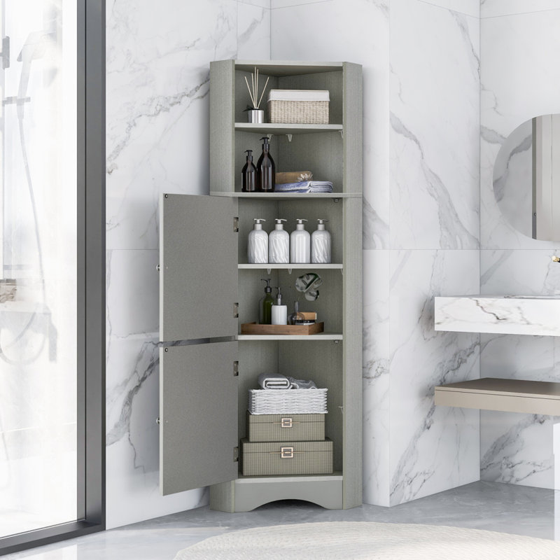 Armoire de rangement de coin autoportante pour salle de bain, Gris incorrect