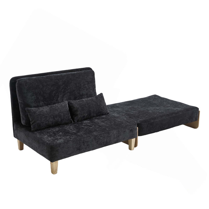 Canapé-lit inclinable convertible 3-en-1 pour petits espaces, Chenille noir
