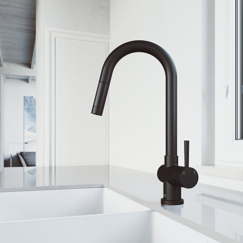 Gramercy 17" H 1-handle Pull-Down Kitchen Faucet, Matte Black