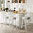 Upholstered Swivel Bar Stools with Curved Backrest & Solid Rubber Wood Legs-1157714521-1158285374