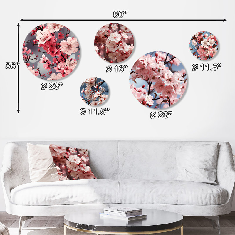 Landry - Ensemble d'art mural rond floral oriental de 5