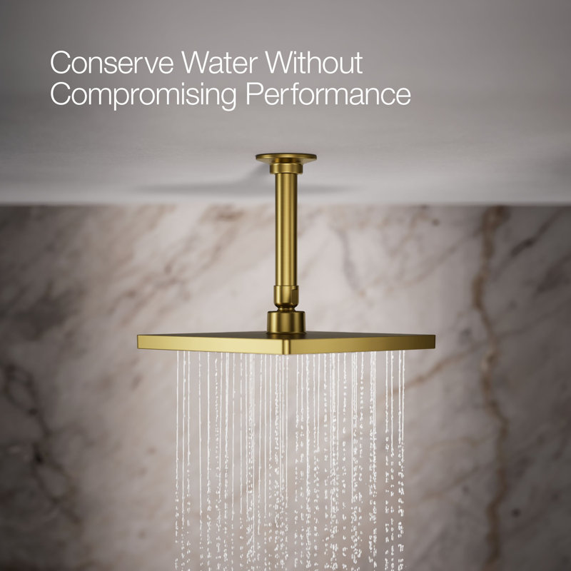 Honesty 8" Single-Function Wall or Ceiling-Mount Square Rainhead, Square Rain Showerhead 2.5 GPM
