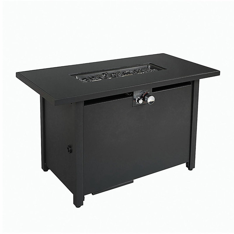 Foyer de table extérieur en acier de 25 po x l 42 po avec couvercle, Noir