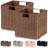 Wicker Basket, Set Of 2 Hand-Woven Paper Rope Storage Baskets For Organizing, Foldable Cubby Storage Bins, 11 Inch Large Wicker Storage Basket, Square Baskets Cube Storage Organizer-1436917745