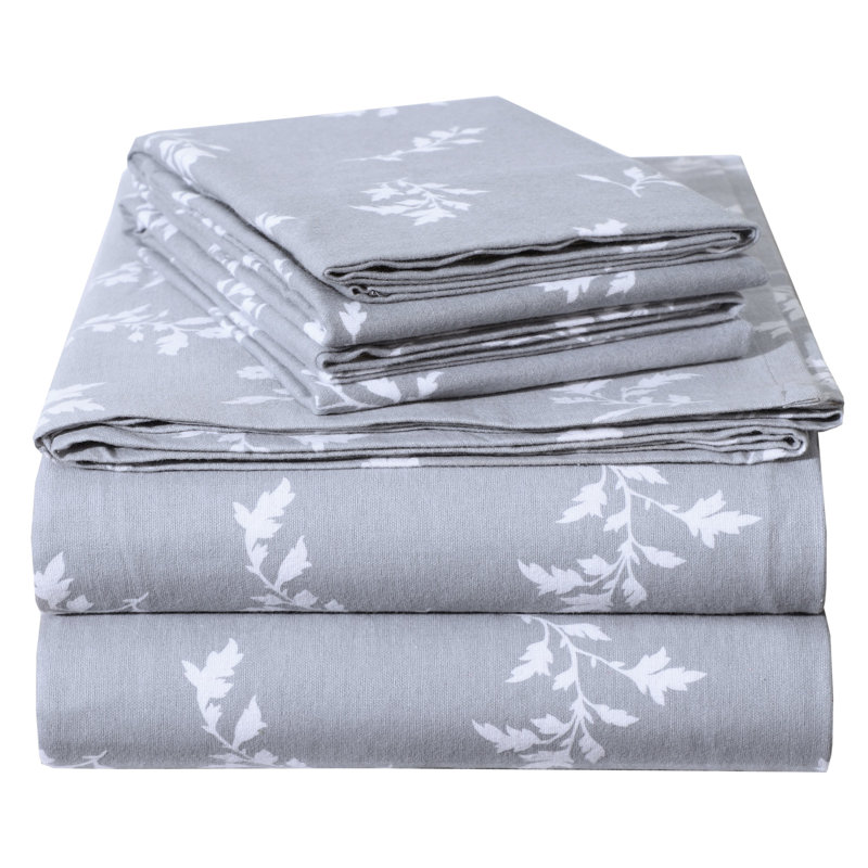 Ensemble de draps 100% flanelle de coton Colyt Floral, Très grand californien