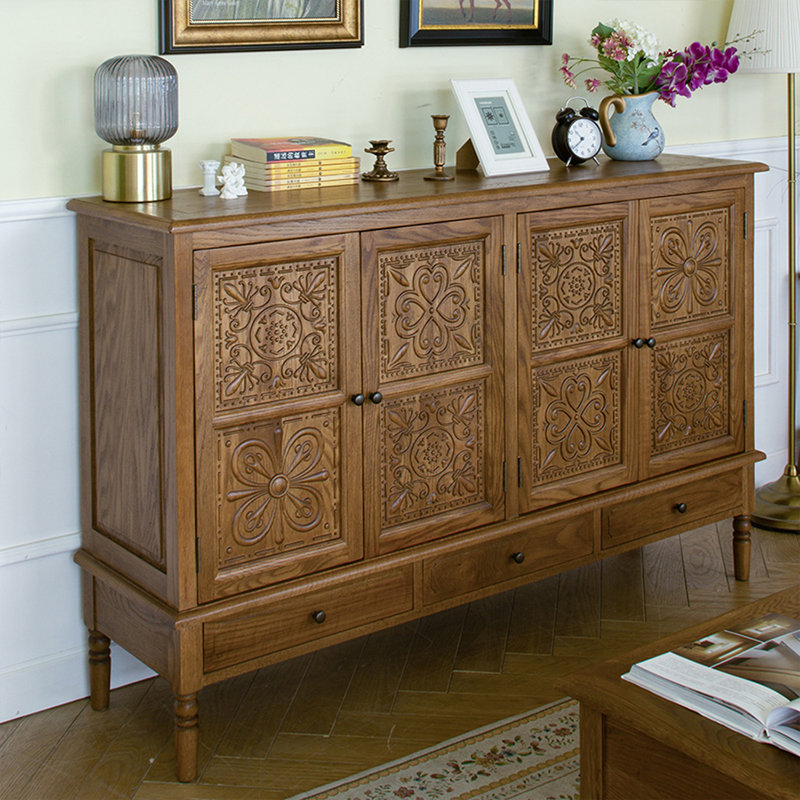 Armoire d'appoint moderne en bois manufacturé brun massif