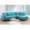 Ensemble de canapé modulaire en microfibre 2 pièces faisant face à la droite avec méridienne Turquoise