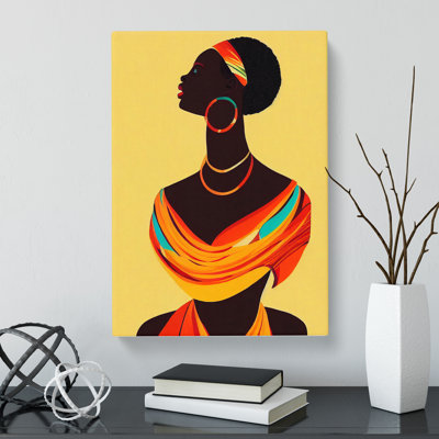 African Woman Retro - Wrapped Canvas