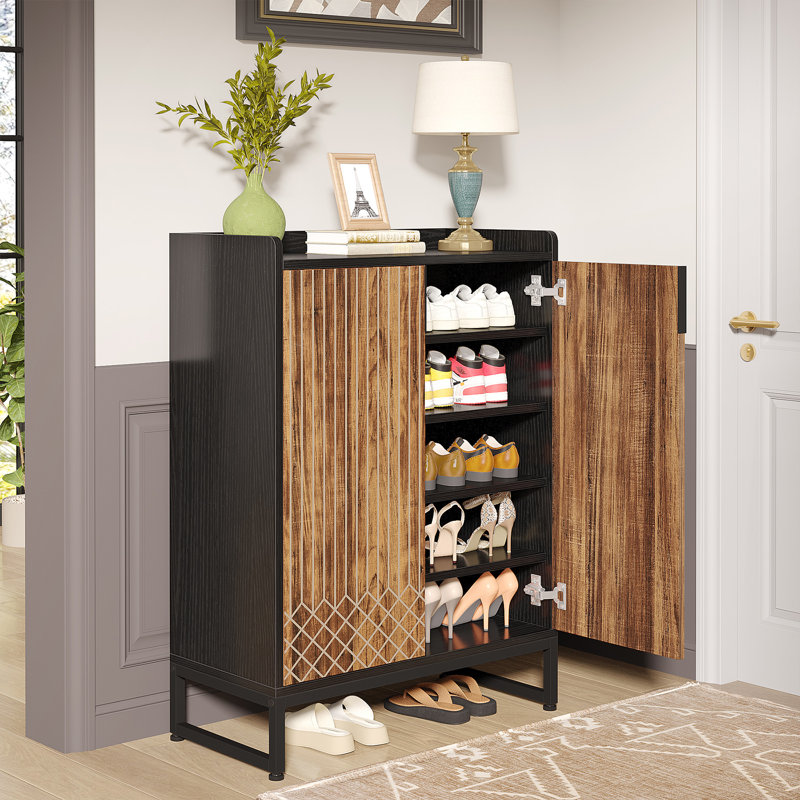 Armoire de rangement pour chaussures Hauge, Noir / brun