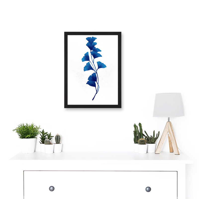 Navy Blue Watercolour Flowers - Single Picture Frame Print