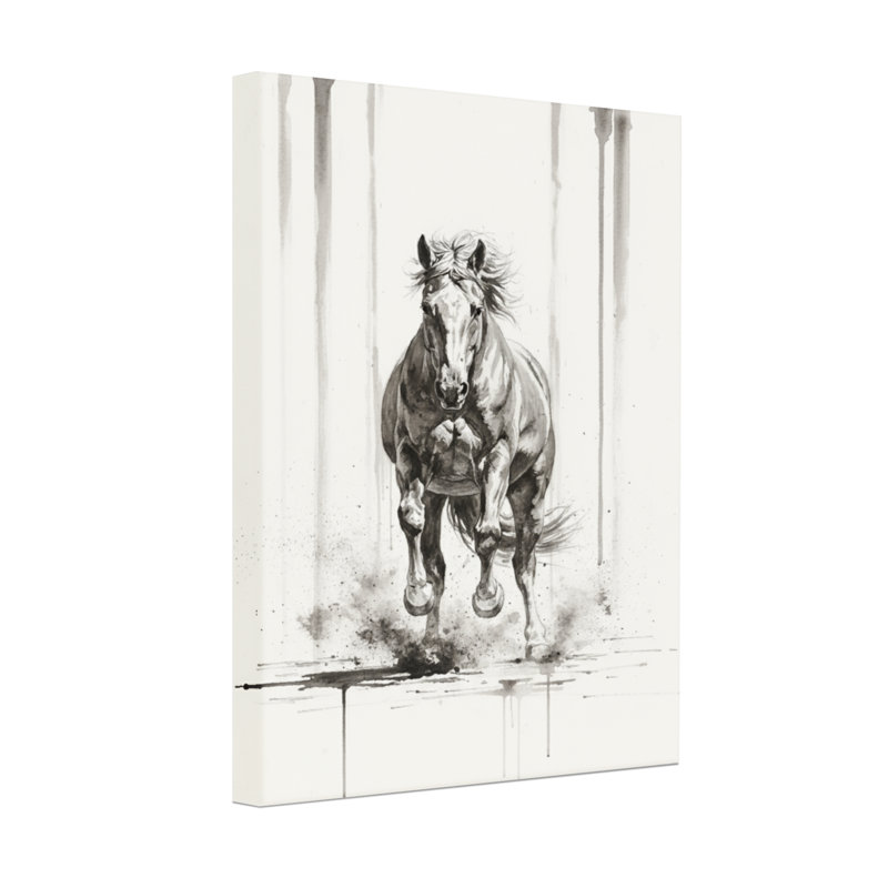 Animals Running Horse Art Print Canvas