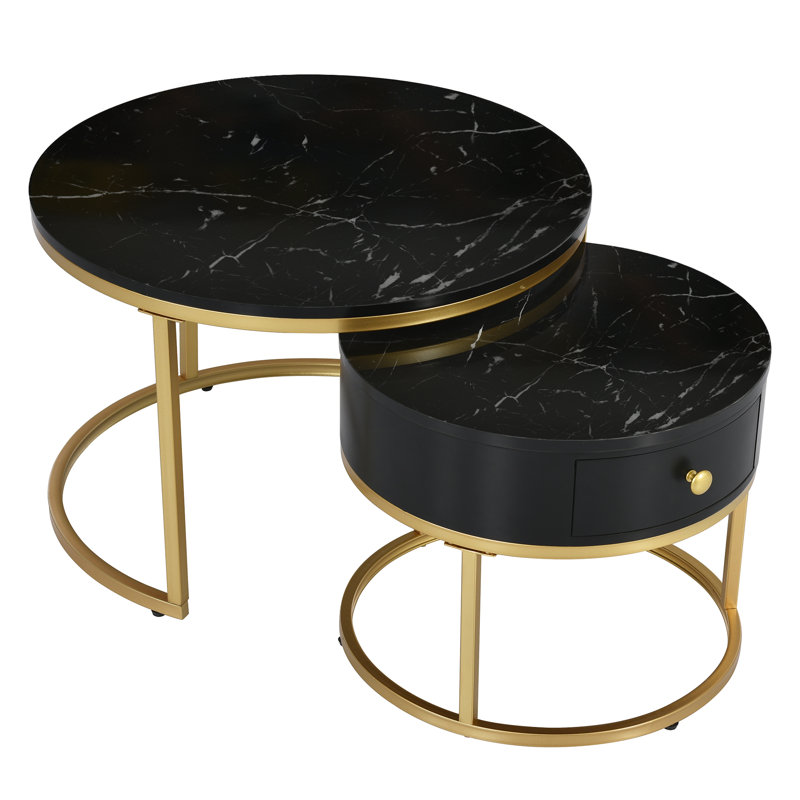 Anglina Coffee Table with Storage, Black, 48" H x  70" W x 70" D