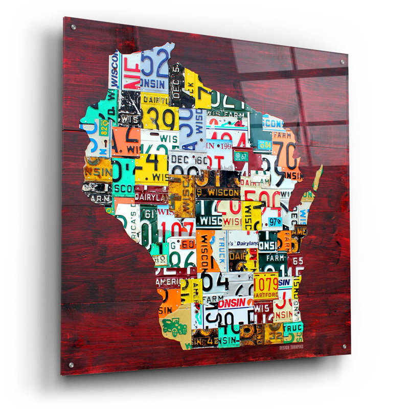 Carte du Wisconsin Counties sur plaque en plastique / acrylique par Design Turnpike, H 36 po x l 36 po x P 0,2 po