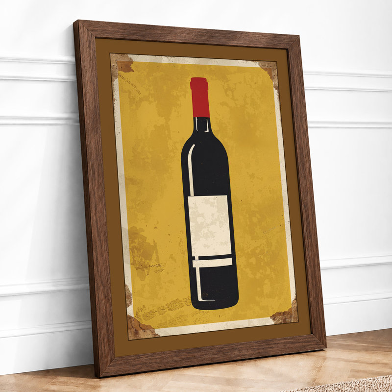 Wine Bottle Vintage - Print, Walnut, A1 - 84.1 x 59.4 cm