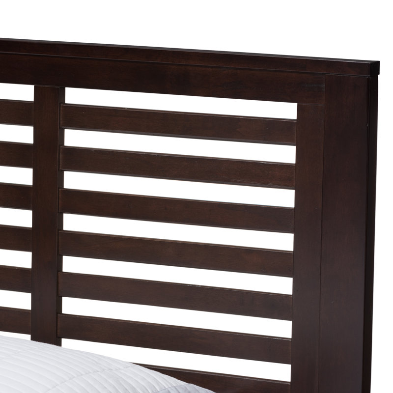 Keitra Solid Wood Slat Bed, Dark Brown