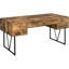 Bureau rustique couleur muscade à 4 tiroirs avec piètement traîneau et structure métallique, apportant une touche chaleureuse et naturelle à votre bureau, hauteur de 77,5 cm (30,5 pouces), offrant un soutien fiable pour une utilisation au bureau.