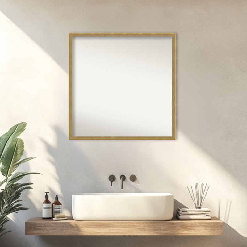 Miroir mural de salle de bain Incline, 27,5 po x 27,5 po, Or foncé