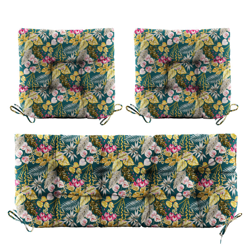Outdoor 5'' Seat / Back Cushion, Green Floral