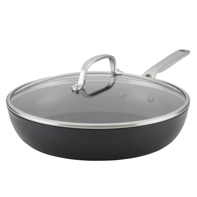 Poêle à frire antiadhésive à induction anodisée avec couvercle KitchenAid, L 12,25 po