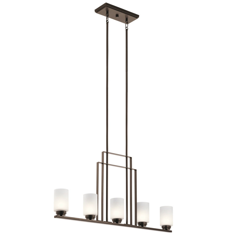 Lustre linéaire à 5 lumières avec abat-jour en verre Kichler 44009 Harvey