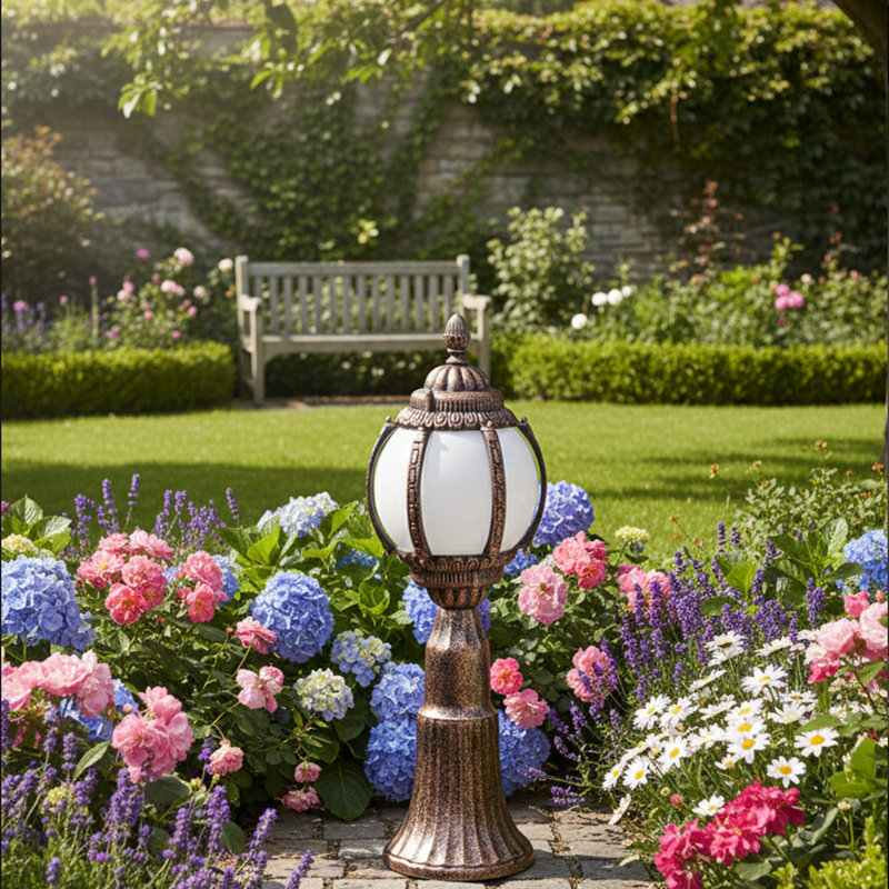 23.6'' Tall Vintage Globe Outdoor Floor Lamp