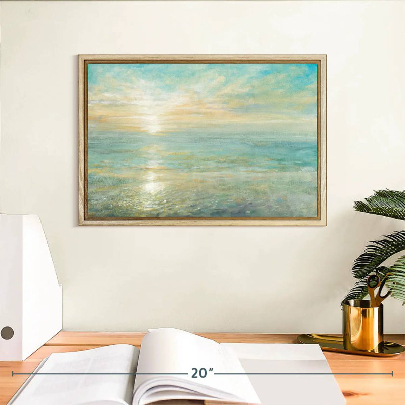 Lever de soleil, Cadre flottant en bois naturel, 13 po x 9 po
