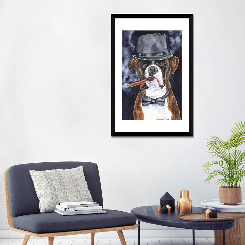 «Brutal Boxer», reproduction sur toile, H 26 po x l 18 po x P 1,5 po, Toile avec cadre noir, Pas de tapis