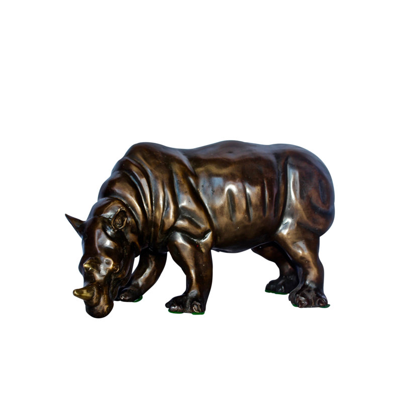 Ilmars Relaxed Rhino bronze statue -  Size: 16"L x 9"W x 8"H.