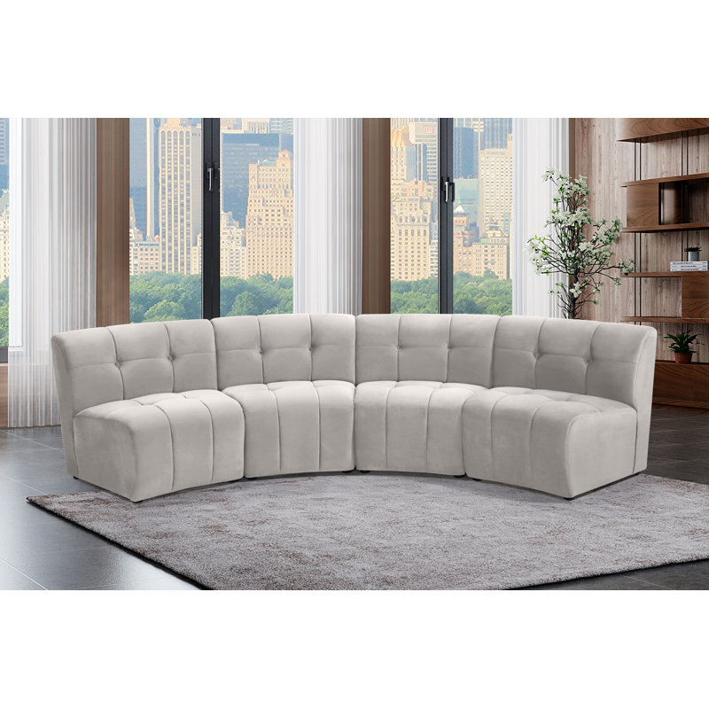 Jedson Velvet Sectional Symmetrical, Cream Velvet