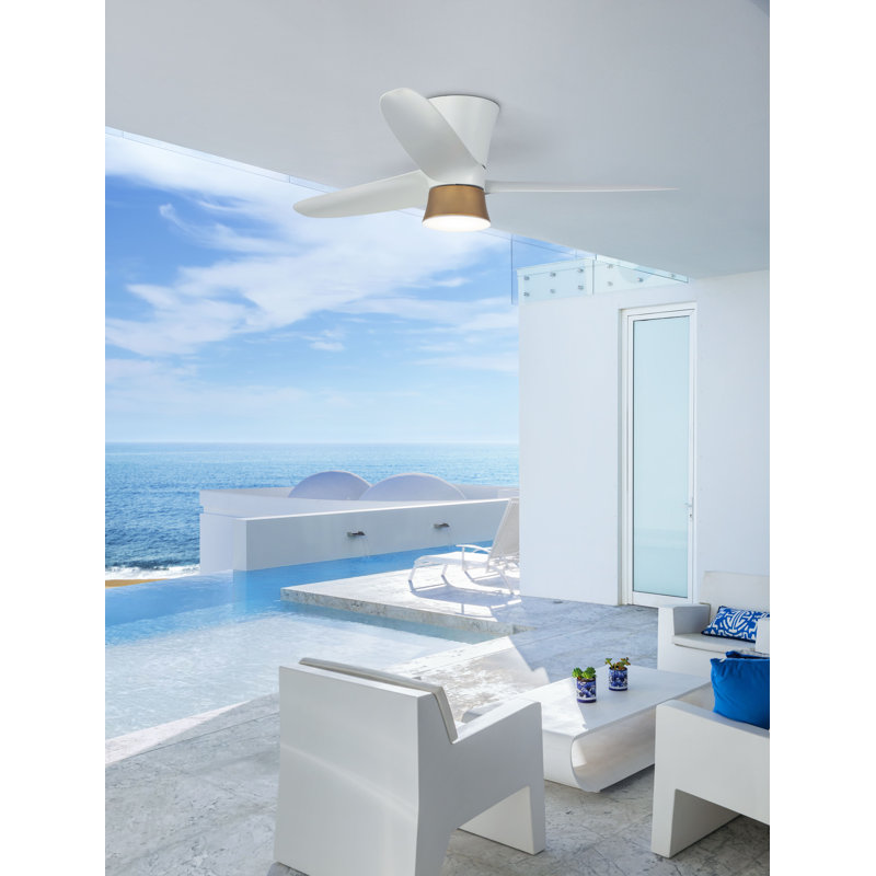 Neo 52-in Indoor/Outdoor Flush Mount Smart Ceiling Fan with Integrated LED + Remote, Matte White