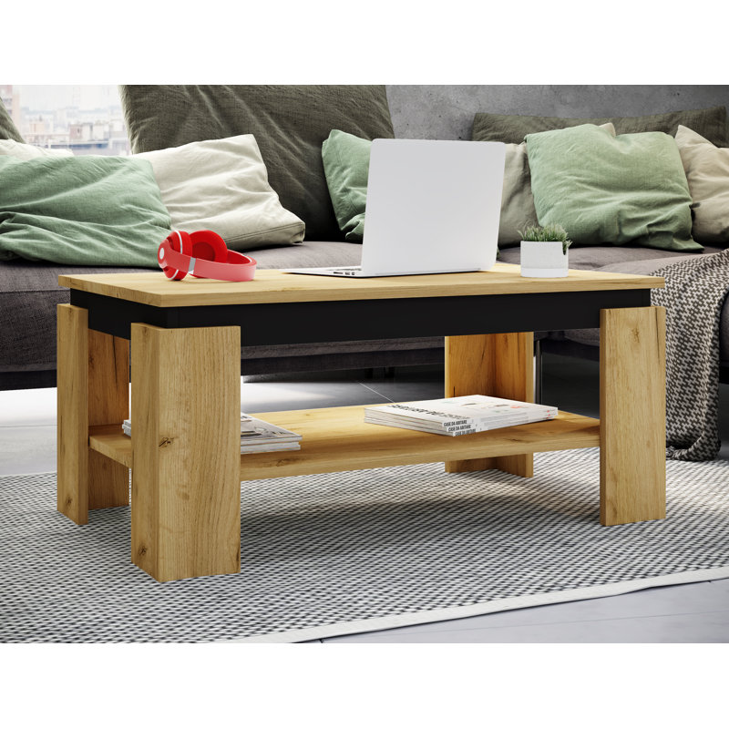 Reesheda Coffee Table with Storage, Oak Wood