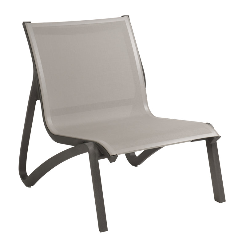Grosfillex Sunset Patio Lounge Chair, Solid Gray/Volcanic Black