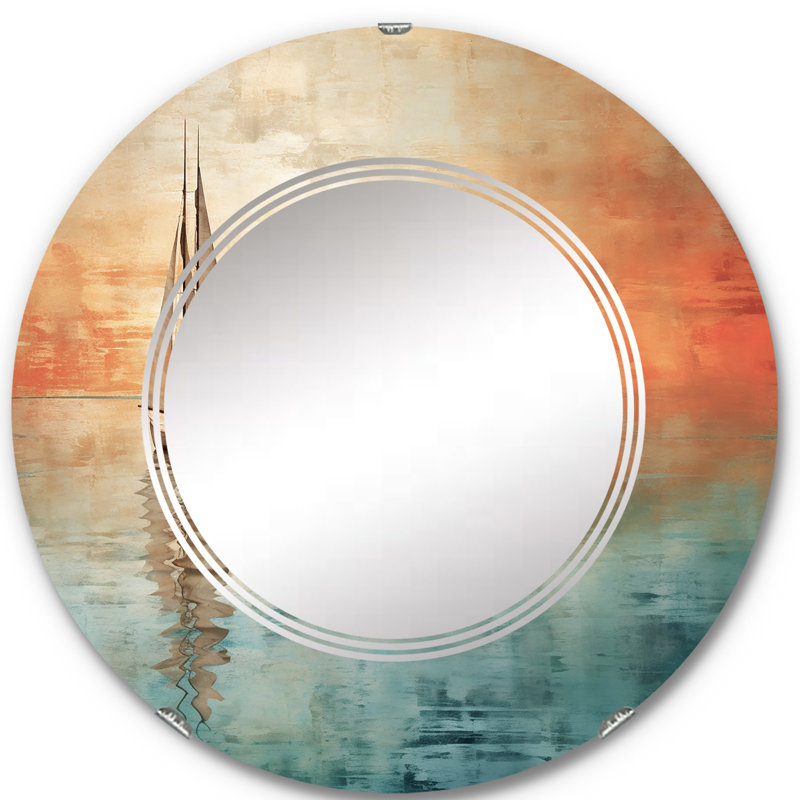 Bircotes - Miroir mural moderne rond, 24 po x 24 po