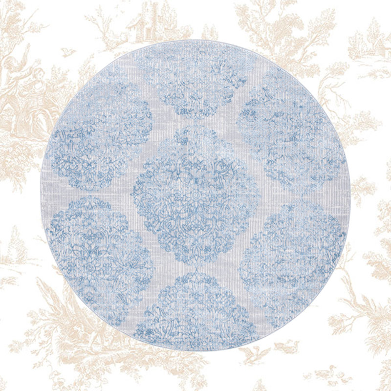Arrabella Jessa Ikat Gray/Blue Area Rug, Round 6'7"