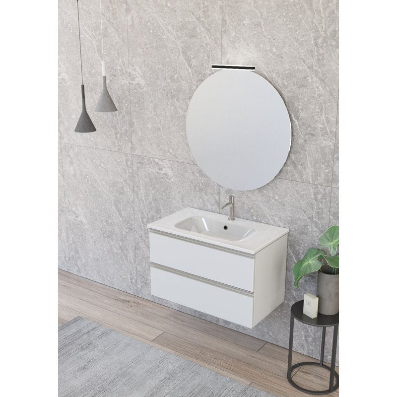 Abigeal Single Vanity with Integrated Basin, White