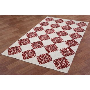 Jacquard Handwoven Cotton Red/White Rug