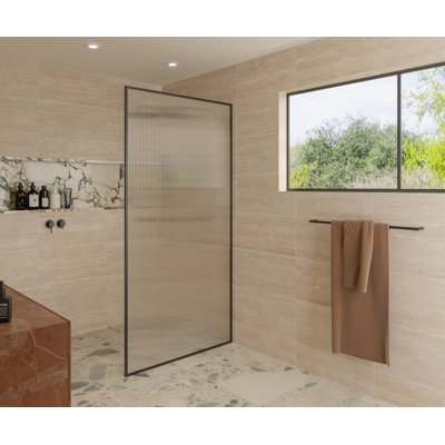 Maia 40 in. x 78 in. Framed Glass Shower Panel - Single Fixed Panel - Fluted