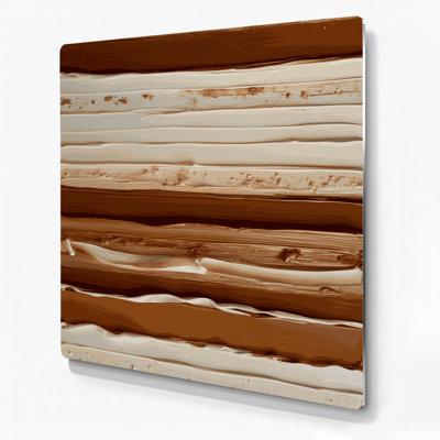 Art mural en métal beige cannelle DiagonalStripes