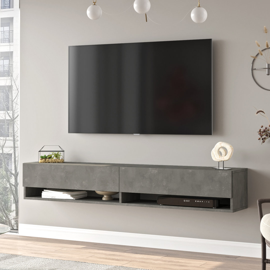 Fernsehtisch Laitila 180x31,5x29,5cm Schwarz/Betonoptik [en.casa]