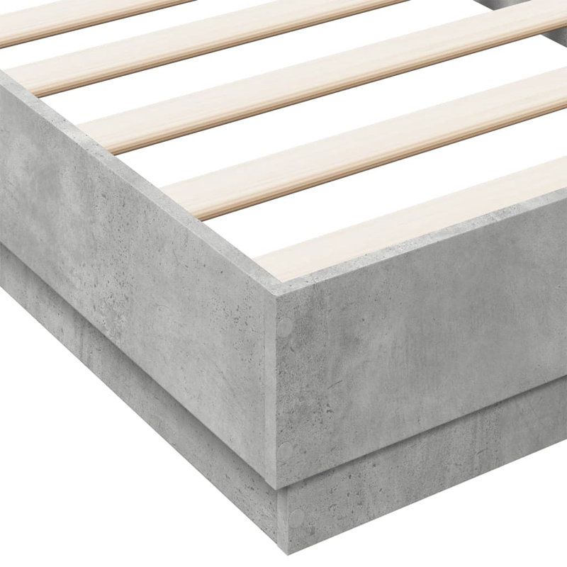 17 Stories Bed Frame With LED Lights , Concrete Grey, UK Small Single - 75 x 190 cm