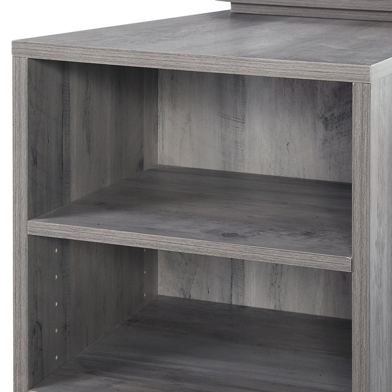 Bureau d'ordinateur en L pour bureau en coin, Gris délavé