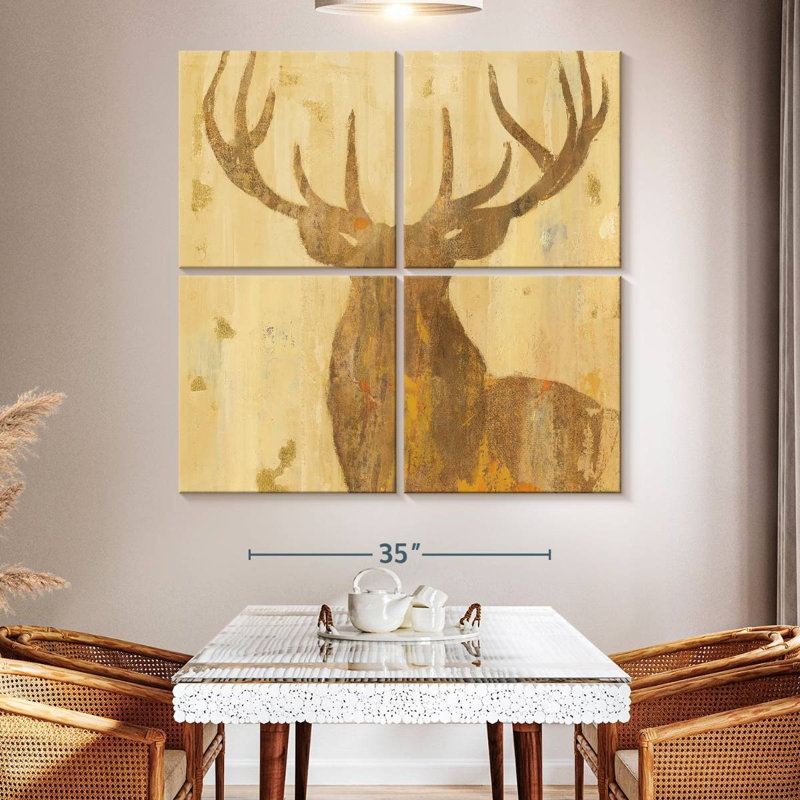 Brampt Golden Antlers I, 50" H x 50" W