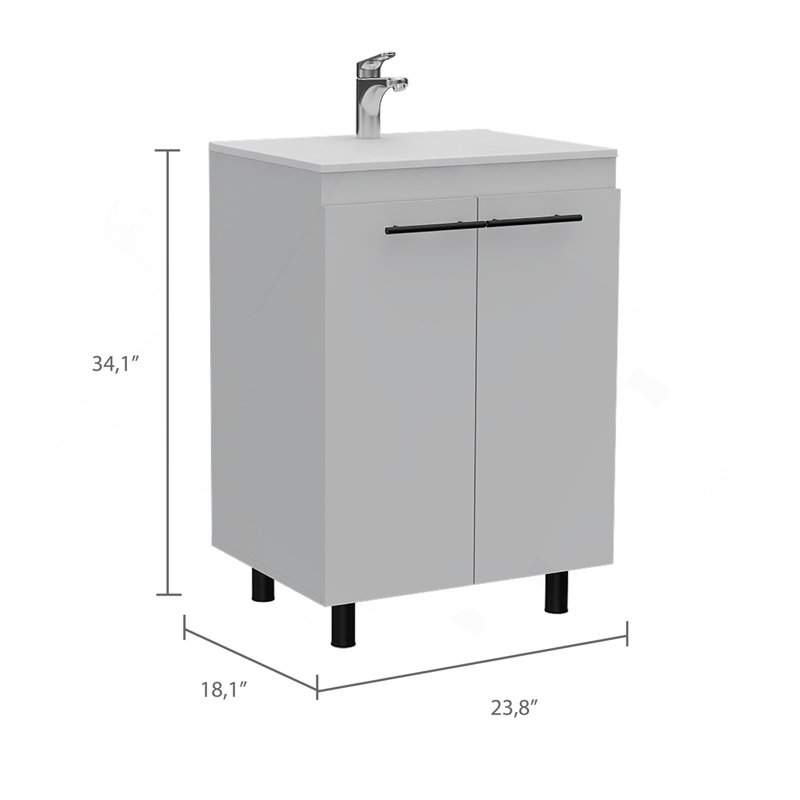 Armoire de meuble-lavabo autoportante 60 "avec division Selma, Blanc