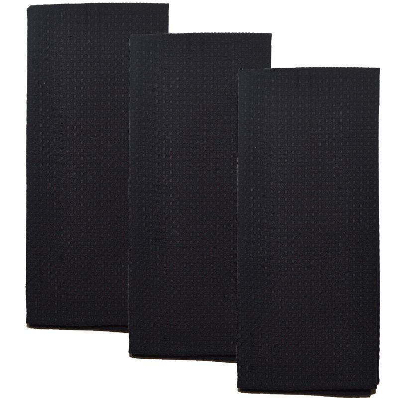Cotton Waffle Tea Towel Kitchen Towel, Black