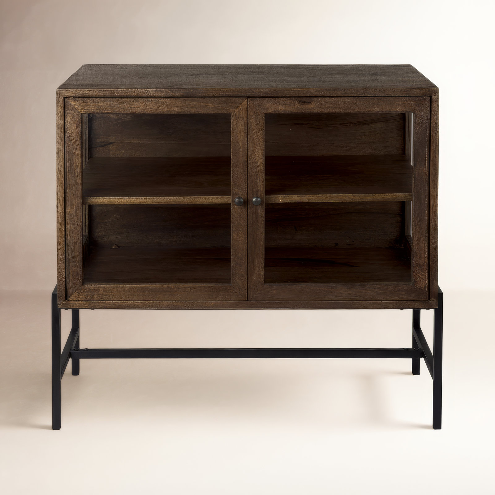 Warner Solid Wood Storage Cabinet, Medium Brown