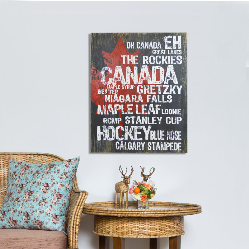 « oh canada », art textuel sur bois manufacturé