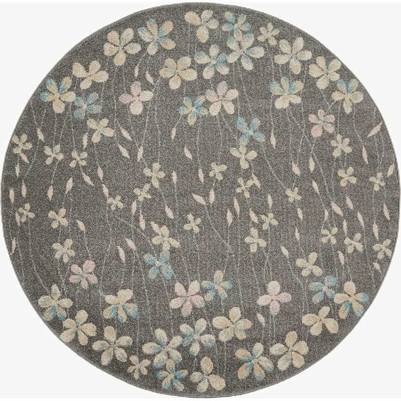 Zaizi Floral Indoor Rug, Round 5'3"