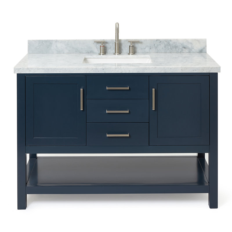 Bayhill 61" W Single Bathroom Vanity Set, Rectangle, Midnight Blue, 49"