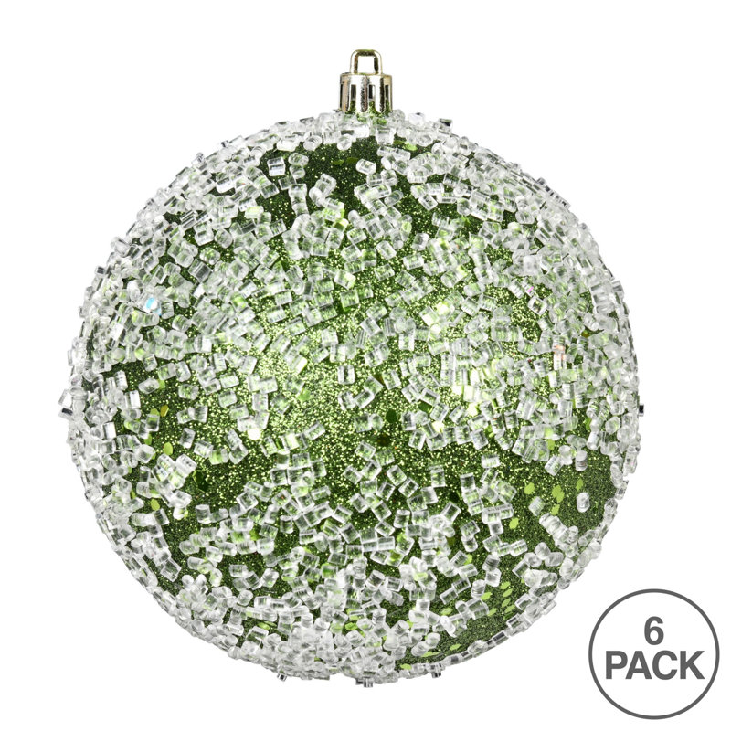 Ornement boule scintillante, Vert mousse, H 4 po x l 4 po x P 4 po, 6