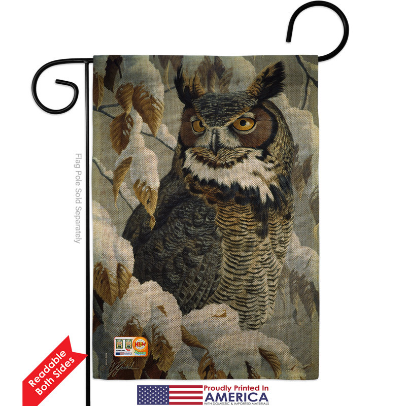 Très magnifique hibou à 2 côtés en polyester 19 po drapeau de jardin
